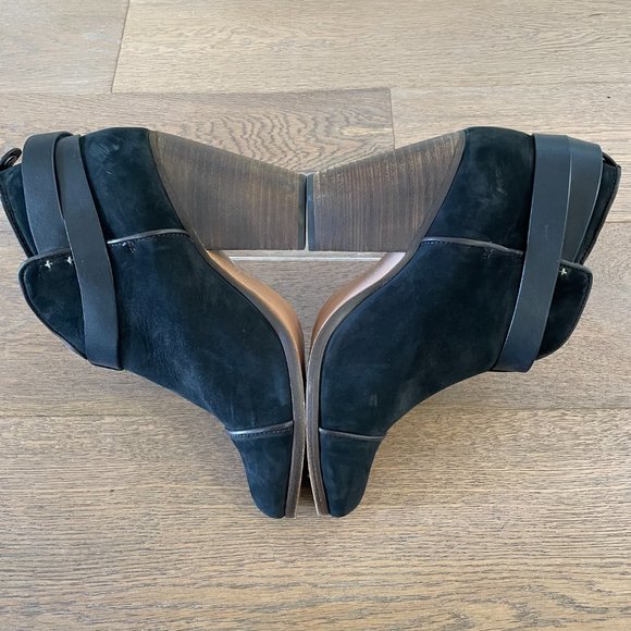 Rag & Bone Harrow Booties | Black Suede Wooden Heel | Women's Size 38.5 - Picture 7 of 9